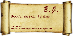 Bodánszki Janina névjegykártya